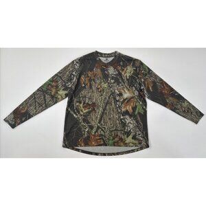 Mossy Oak Shirt Mens Large Vapor Tec Break Up Camo Stretch Long Sleeve Pullover